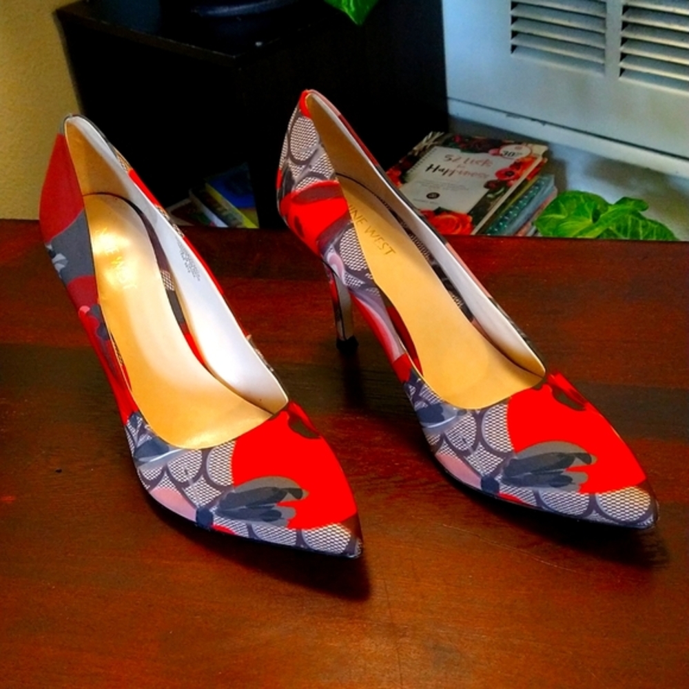 Nine West Red Floral High Heels